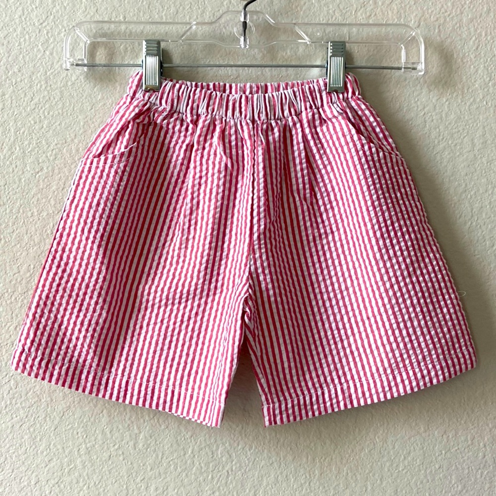 Red Seersucker Shorts